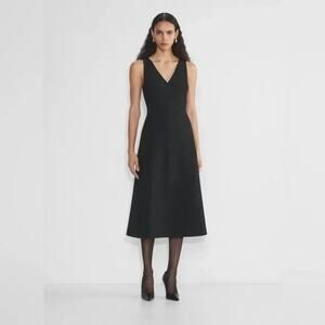 Babaton Aritzia Womens Black Audition Sleeveless V Neck Midi Dress